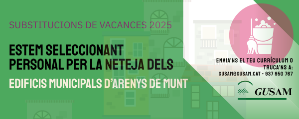 Substitucions per vacances del personal de neteja d'edificis municipals Arenys de Munt